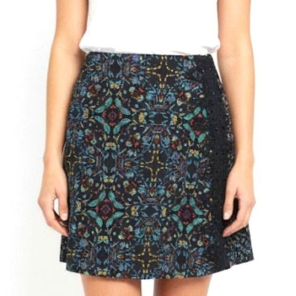 Zara Black Multicolor Patterned Mini Skirt XS
